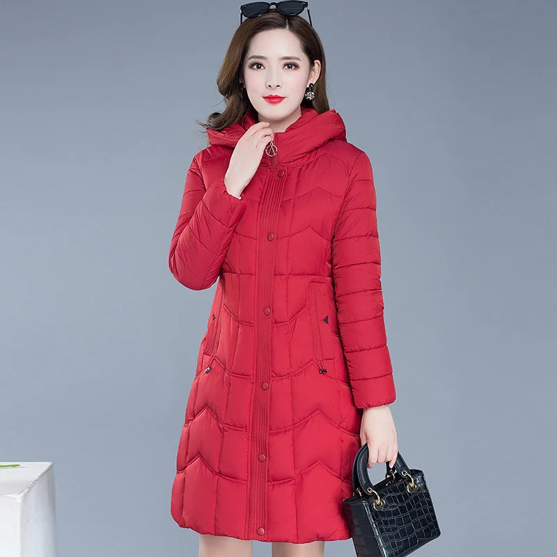

Long Slimming Fashion Warm Cotton Coat 2019 Winter New Style Korean-style Long Sleeve Hooded Slim Fit Commuting Versatile Cotton