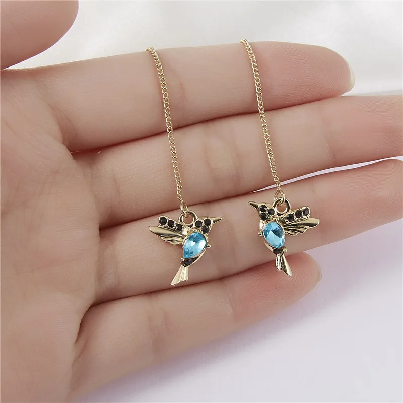 Little Bird Drop Long Hanging Hummingbird Earrings Tassel Crystal Pendant Earring Jewelry dangle earrings drop earrings pendant earrings long earrings crystal tassel earrings crystal earrings
