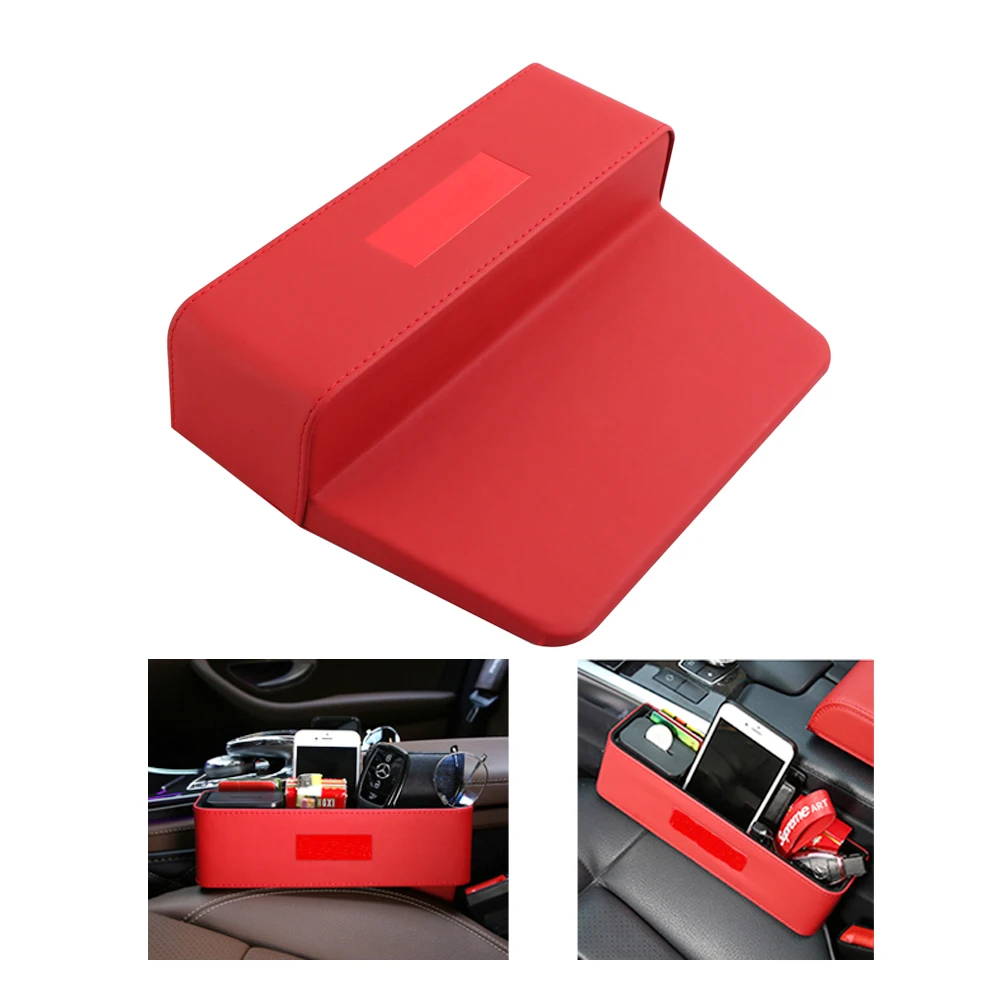 YOLU Car Seat Crevice Storage Box PU Leather Leak-Proof Storage Box Red/Black Car Seat Side Gap Pocket