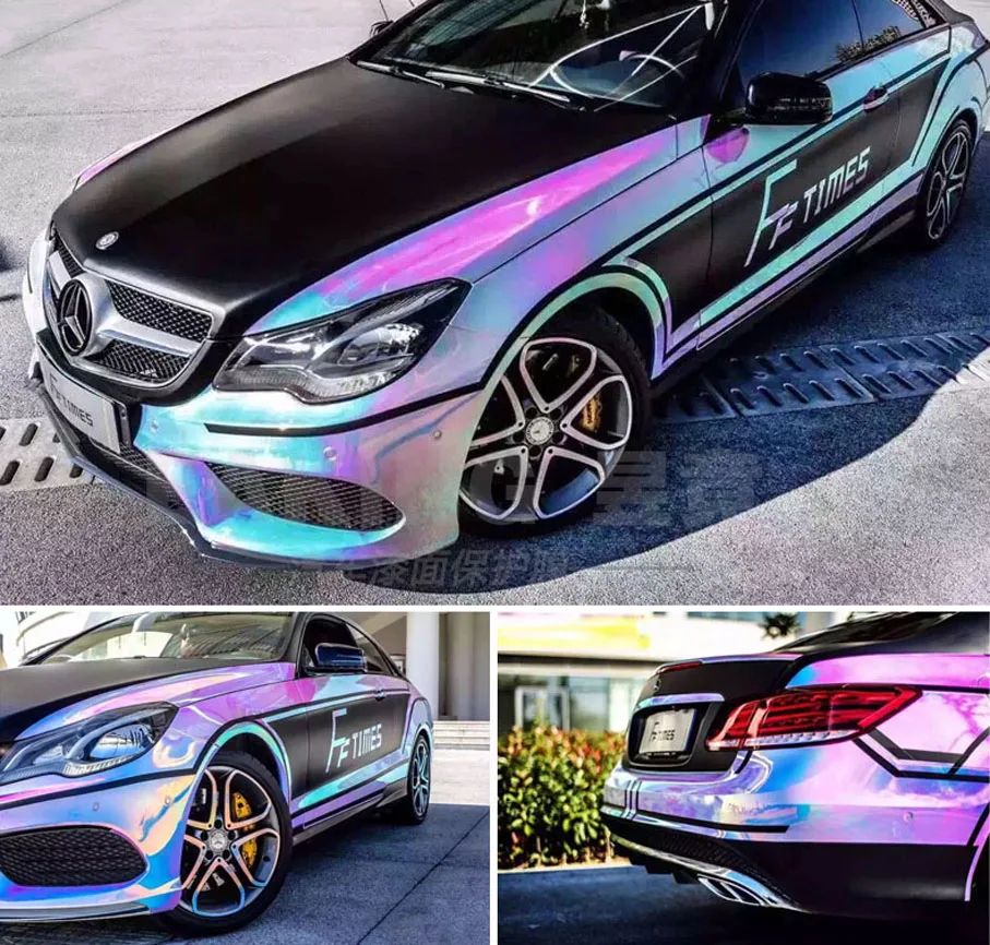 Gloss Metallic Rainbow White Car Vinyl Wrap