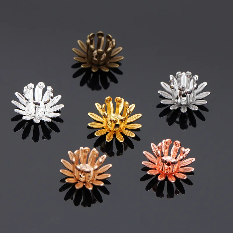 Mibrow 30pcs/lot 6 Colors 10mm Copper Flower Bead Caps Filigree Loose Spacer End For DIY Jewelry Making | Украшения и аксессуары