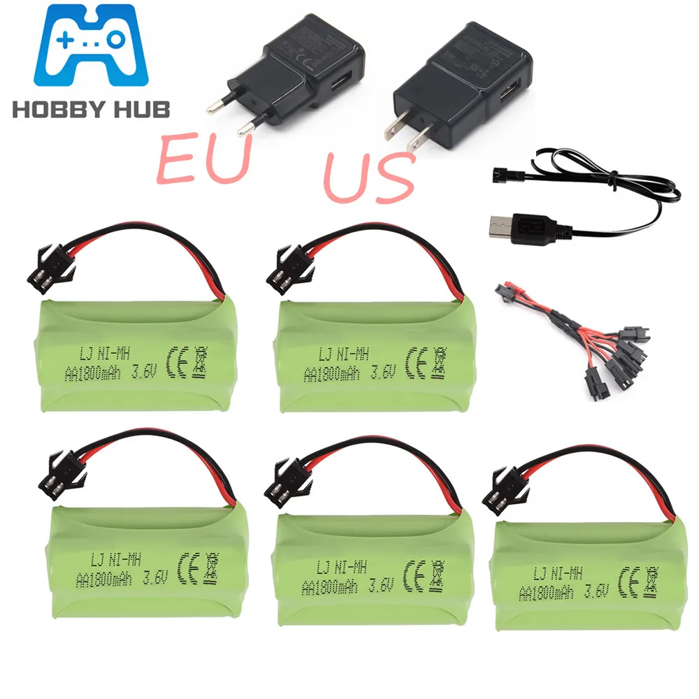 

3.6V 1800mah NIMH Battery charger set For Rc toy Car Tank Train Robot Boat Gun ni-mh AA 3.6v 700mah Rechargeable Battery Pack