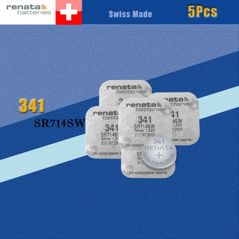 

5Pcs Renata 1.55V Watch Battery 341 SR714SW Silver Oxide Swiss Made E341 S36 RW322