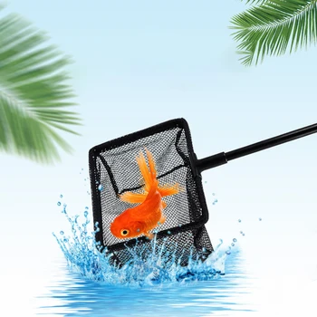 

Portable Aquarium Fish Net Long Handle Square Fish Tank Landing Net Fish Floating Objects Cleaning Tool Aquarium Accessories
