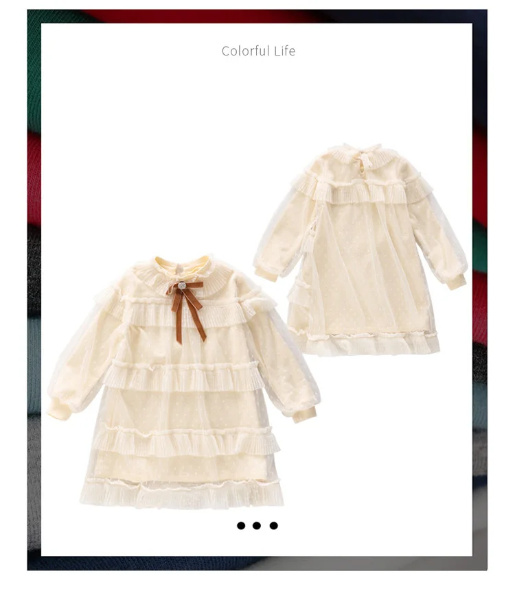 2020 Spring Pink Layered Mesh Long Sleeve Dress Big Girls Luxury White Lace Dresses Teenagers School Clothes 5 6 8 9 10 12 Years (2)