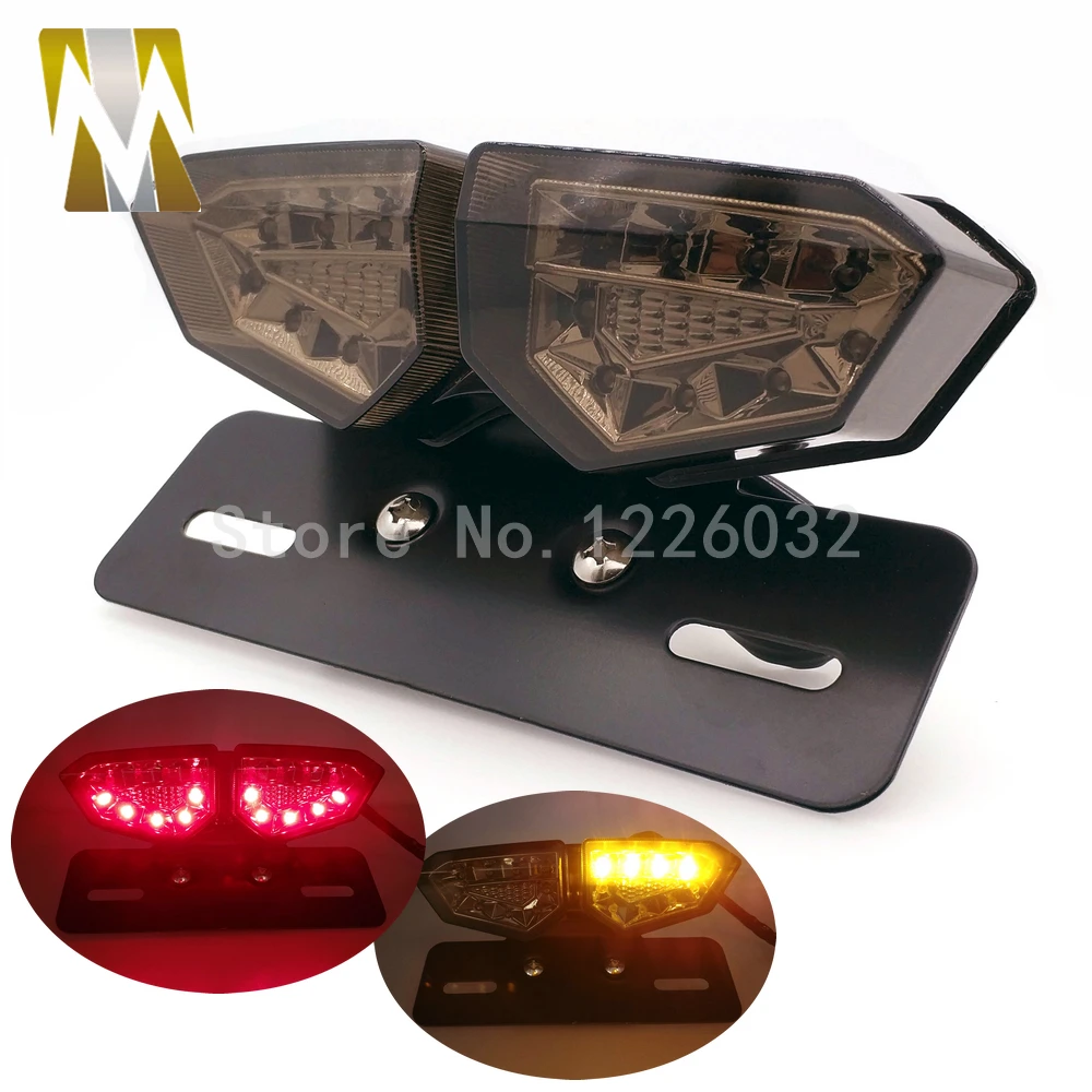 Motorcycle LED Tail Rear Clear Lens LED Brake Tail Lights Motorcycle