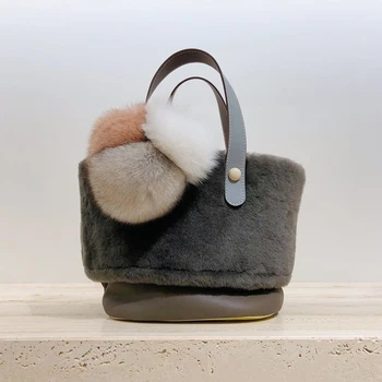 

Designer Plush Handbgs Luxury Leather Crossbody Shoulder Bag Women Capacity Fur Tote Ladies Purse Casual Bolsa Feminina Sac