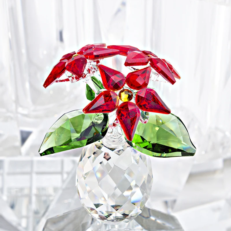 H& D статуэтки ручной работы с кристаллами Poinsettia, Рождественское украшение, Праздничная коллекция украшений для дома, сувенир, Рождественский подарок на день рождения