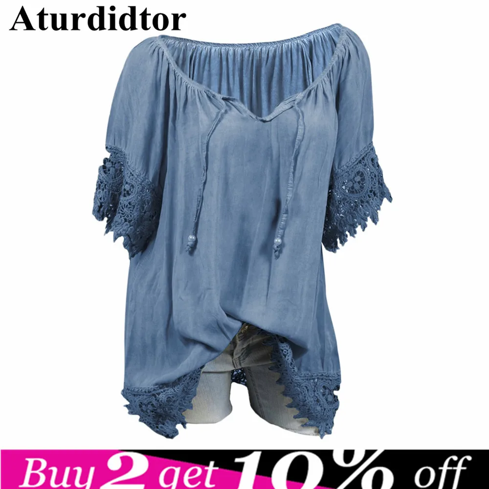 

Plus Size Crochet Trim Tunic Blouse