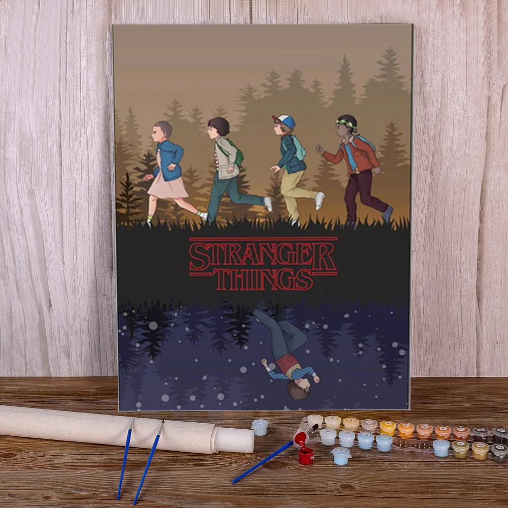 Stranger Things Kit de pintura por números, lienzo para colorear al óleo,  50x70, nuevo diseño, manualidades, venta al por mayor|Pintura por números|  - AliExpress