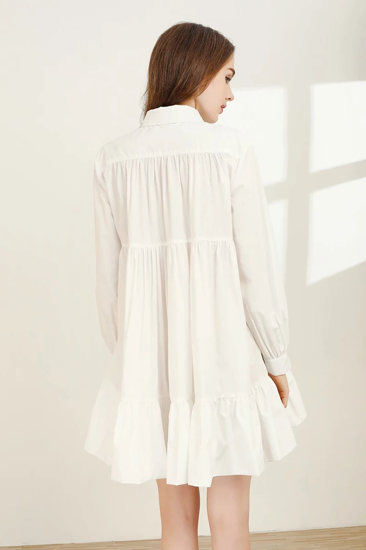 SEQINYY Long White Shirt Spring Summer New Fashion Design Women Long Sleeve A-line Loose Blouse Cotton