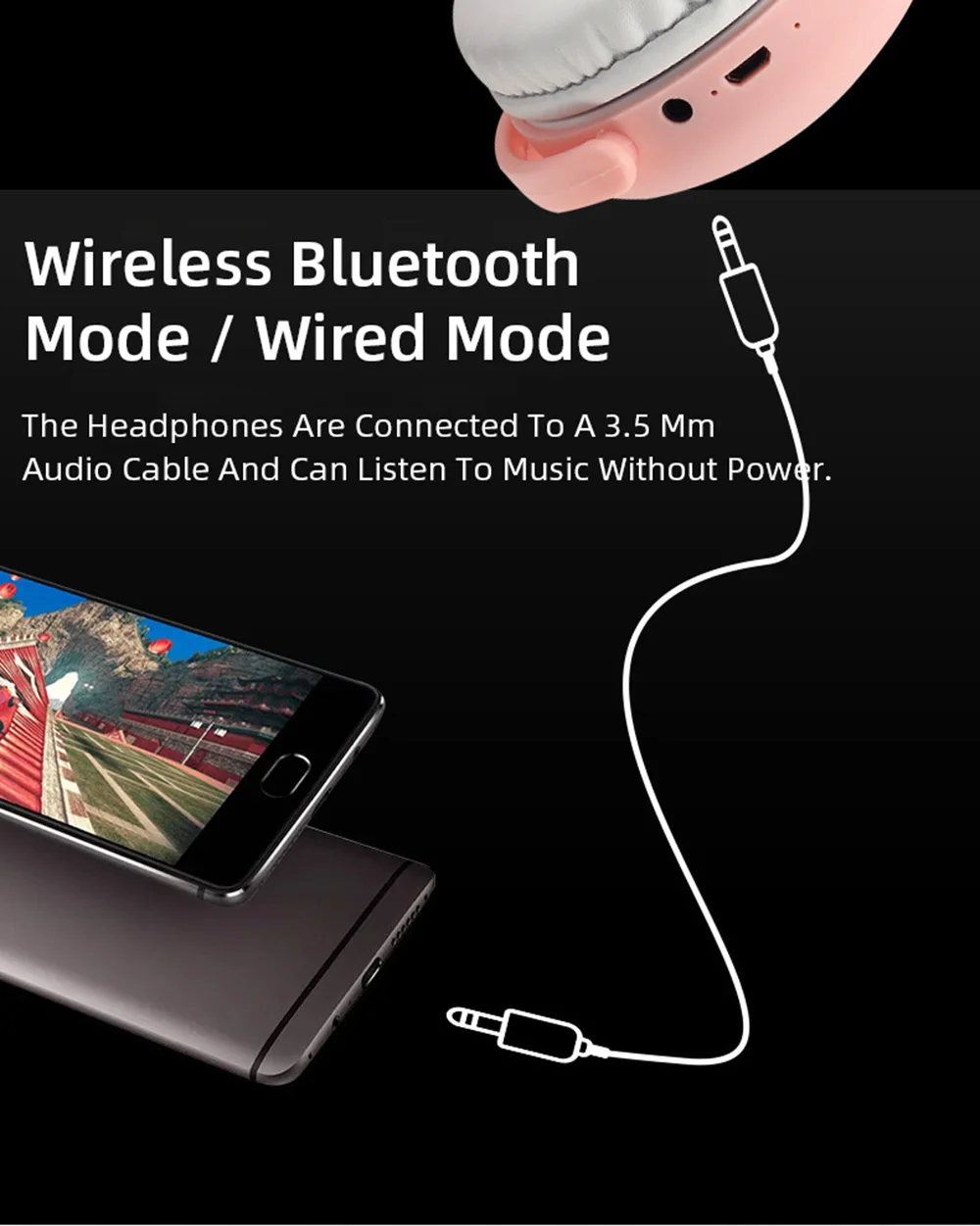 Наушники с кошачьими ушками Bluetooth 5,0 милый шумоподавление 3,5 мм разъем микрофона для iPhone XS макс. для планшетов Компьютерная гарнитура складной бас