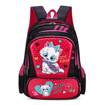 

Girls Bears Primary Schoolbags Backpack Orthopedic Kids Cartoon Cat Printing School Bags Waterproof Knapsack mochila escolar new