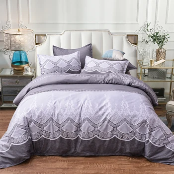 

Hot Brief Purple Color Home Textile Duvet Cover Set Flower Print Bedding Set Twin Double Queen Bedclothes