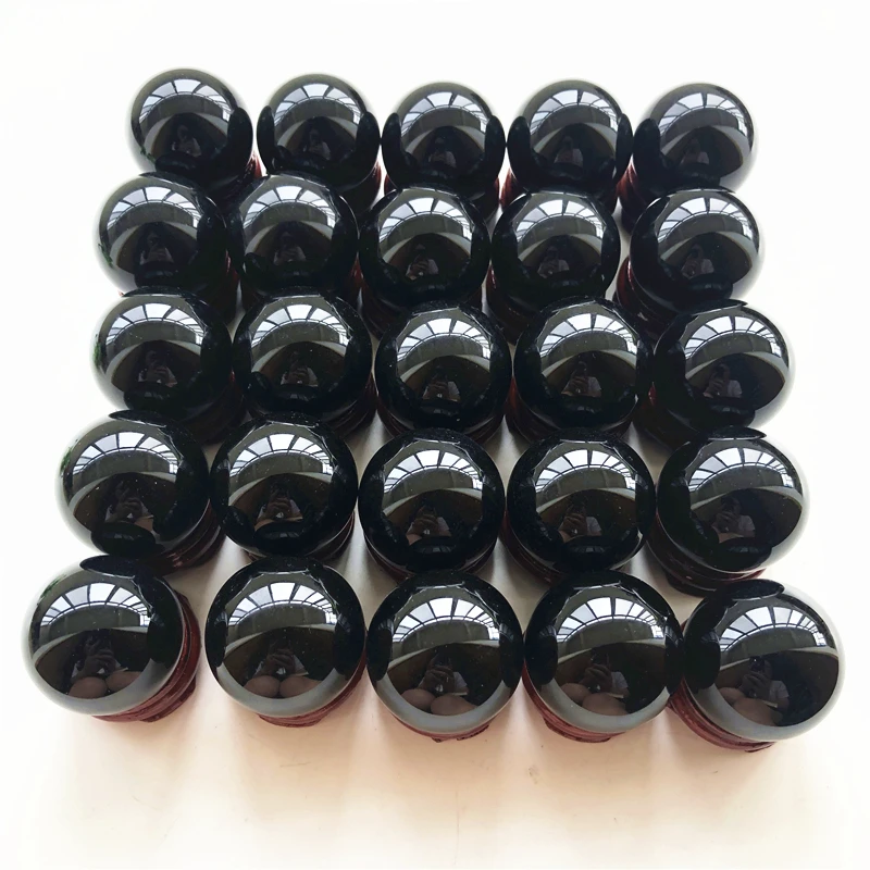 Прямая поставка 24-25 мм натуральный черный обсидиан Сфера маленький хрустальный шар Целебный Камень фэншуй украшения натуральные кварцевые кристаллы - Цвет: 29-30mm