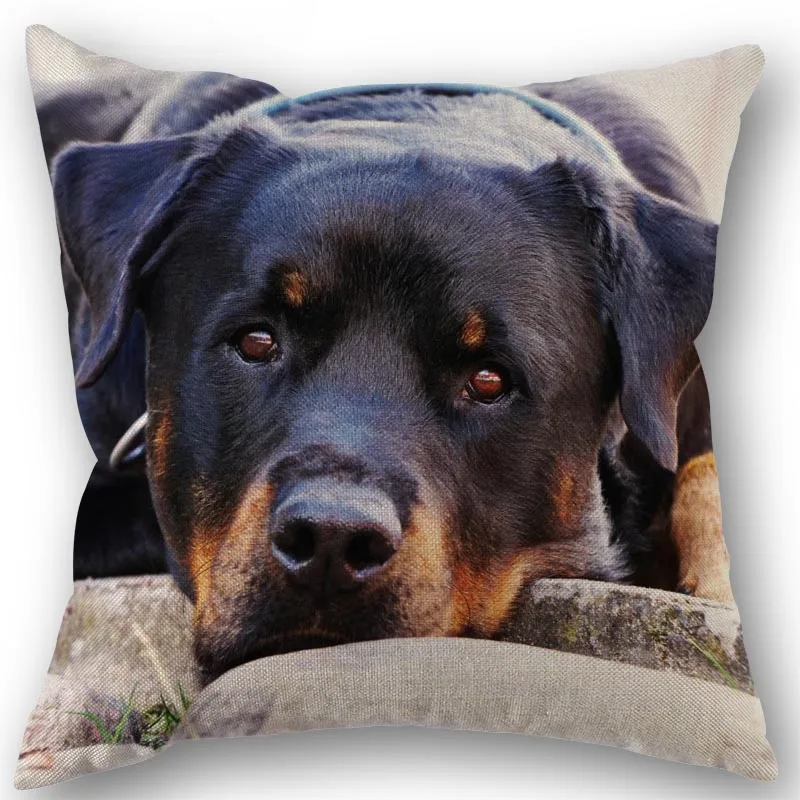 Наволочка Rottweiler для домашних животных хлопковая льняная ткань квадратная молния