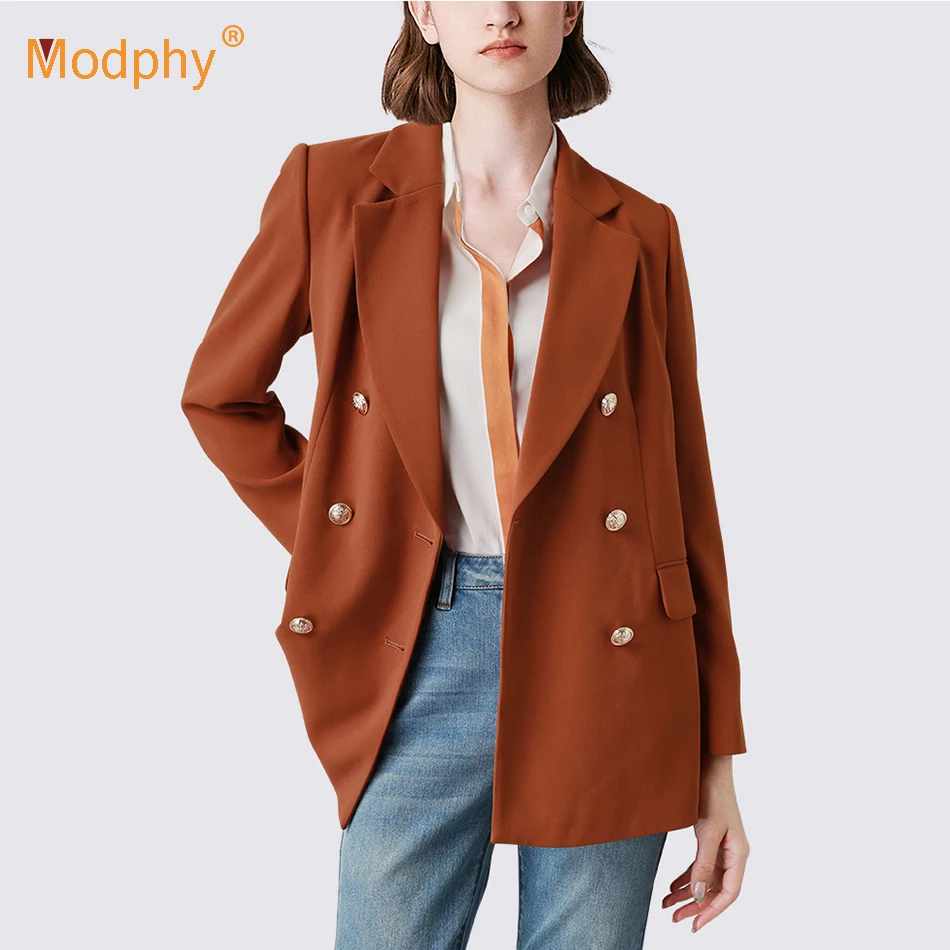 Women Blazer New Solid Color Fashion brown jacket Coat Female 2021