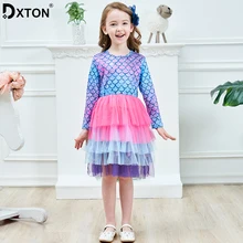 Детское праздничное платье Dxton, костюм принцессы для девочек, зимнее платье с длинным рукавом для рождественских праздников, LH4594
