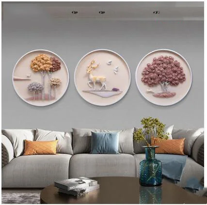 Скандинавские Роскошные резиновые настенные круглые фрески 3D картины украшения Fengshui домашняя Наклейка на стену для гостиной украшения - Цвет: style3