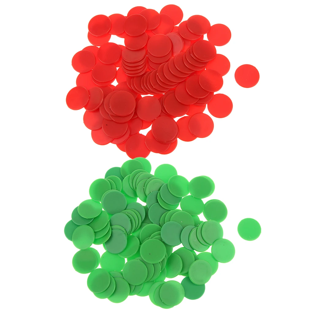 200PCS 18mm Plastic Counters Board Game Tiddly winks Teaching Aid Red Green
