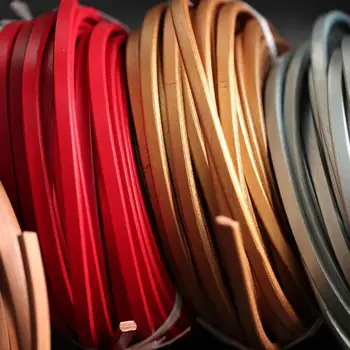 

DIY-manual first layer cowhide rope vegetable tanned leather bag portable hand pull 10*6MM thick leather rope