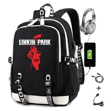 Рюкзак Linkin Park с логотипом для мужчин, подростков, мальчиков и девочек, школьные сумки для студентов, женский рюкзак с Usb зарядкой для ноутбука, сумка с принтом