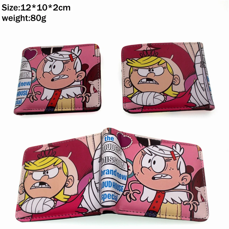 B Кошелек из искусственной кожи с рисунком «The Loud House Lincoln» для мальчиков и девочек с карманом на молнии для монет, короткий двойной держатель для карт, кожаный кошелек с принтом - Color: B
