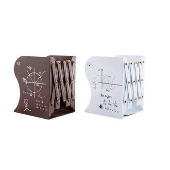 

2 Pcs the Free To Adjust Bookshelf Large Metal Bookend Desk Holder Stand for Books Organizer Stationery (White & Brown)