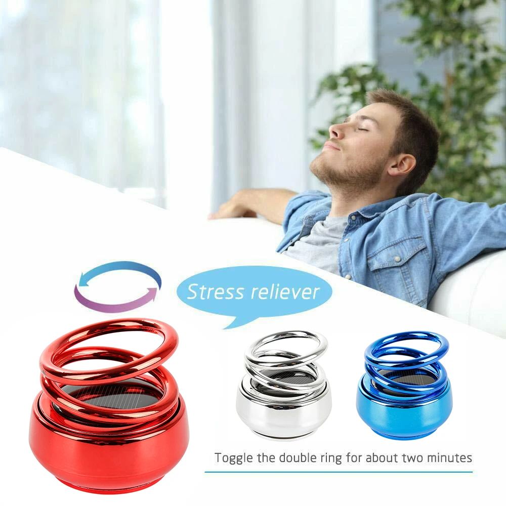 

Solar alloy double ring rotating suspended air freshener for home office aromatherapy perfume decoration