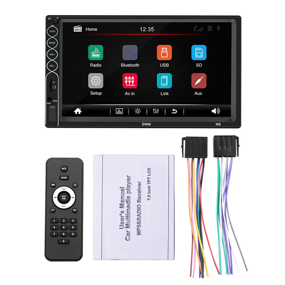 2din автомобильный мультимедийный плеер Аудио Стерео Авторадио Bluetooth Авторадио AUX FM " HD цифровой дисплей MP5 плеер для iOS Android