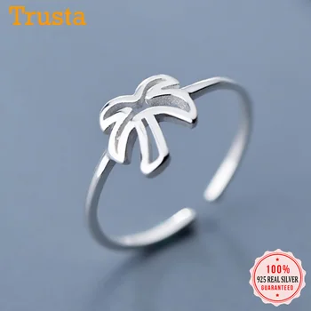 

Trustdavis Real 925 Sterling Silver Fashion Coconut Trees Opening Rings For Trendy Women Wedding Rings Jewelry Bijoux DA1277