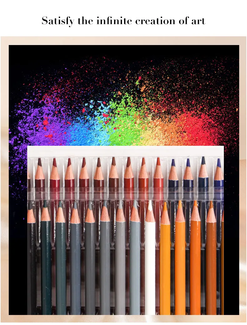 Watercolor 48 Colors Crayons de couleur professionnels en bois, 4872