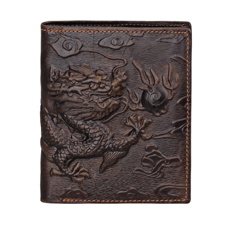 Luufan дизайн кожаный мужской кошелек Роскошный брендовый дизайнерский мужской кошелек с драконом тиснение Высокая мода кожаный кошелек RFID