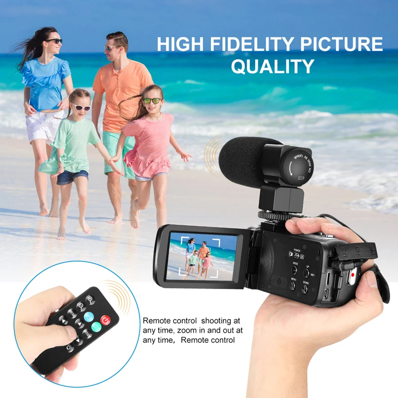  KOMERY Video Camera 3000W Pixel 16X Digital Zoom 3.0 Inch Touch Screen Support WIFI With Wide-angle