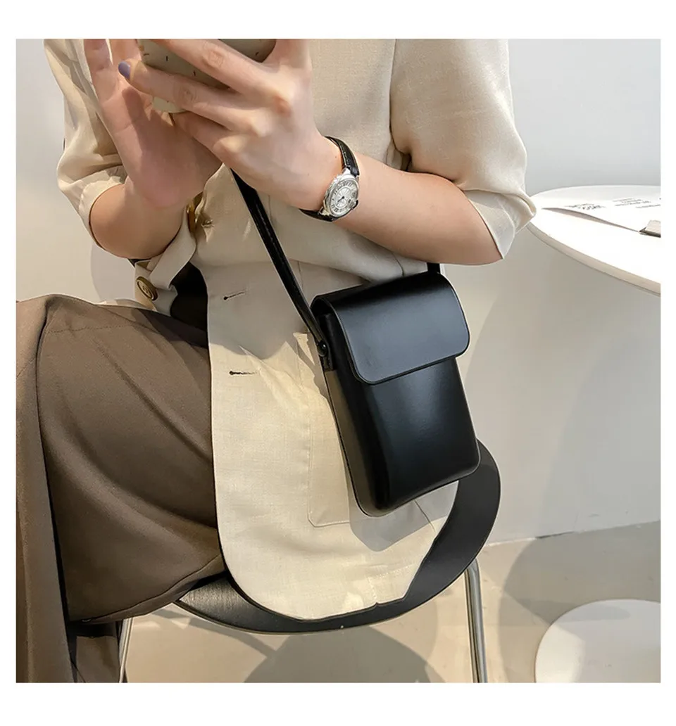 2021 Flap Crossbody Bags Women Mini PU Leather Shoulder Purses and Handbags for Girls Ladies Phone Simple Solid Designer Bag