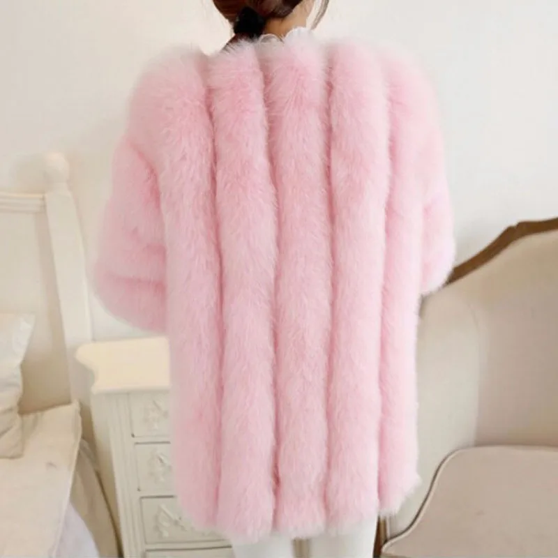 Зима 2019 5XL 6XL Плюс Размер зимняя куртка женская розовая шуба из искусственного