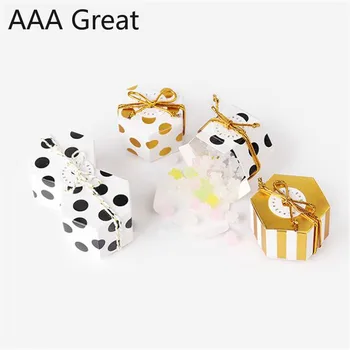 

50Pcs/Lot Gift Box Wedding Birthday Party Decoration Supplies Packaging Christmas Dots Striped Candy Cake Chocolate Boxes Snack