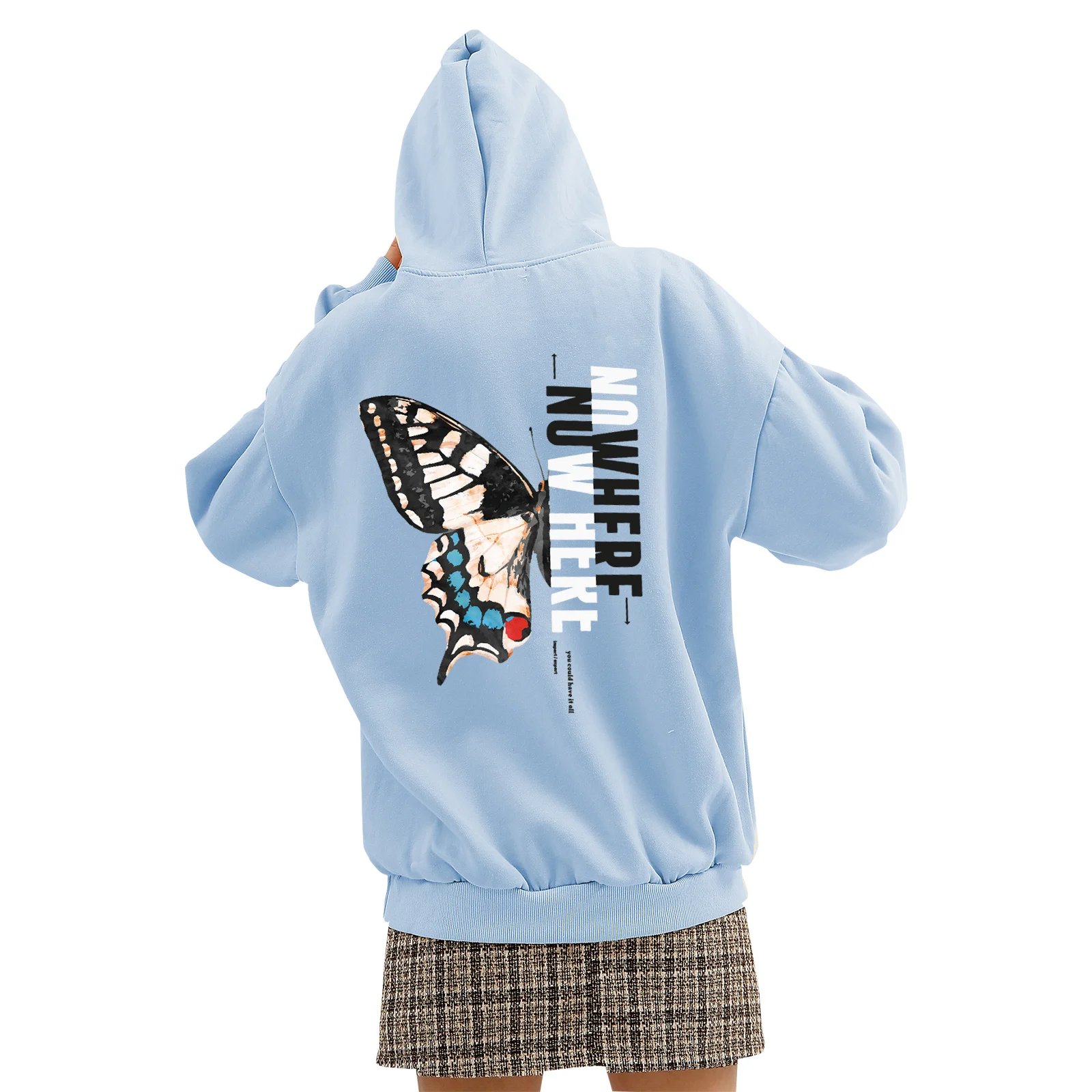 

Winter Oversized Cotton Hoodies Women Sweatshirts Harajuku Butterfly Print Hooded Aesthetic Warm Hoodie Ladies Hoody Streetwear