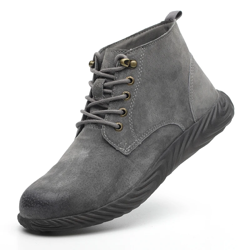 SUADEEX/Мужская Рабочая обувь; уличные защитные ботинки со стальным носком; мужская обувь с защитой от проколов; нескользящая обувь; 36-46 - Цвет: High Grey