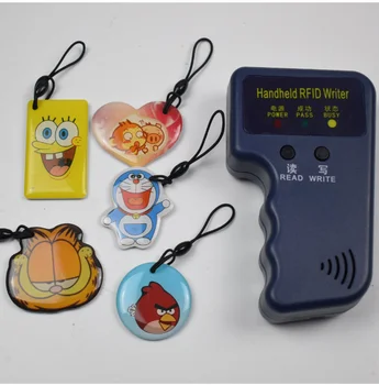 

125Khz Handheld RFID Reader Writer ID Keyfob Card Duplicator Copier + 5pcs Writable T5577 Epoxy Keys