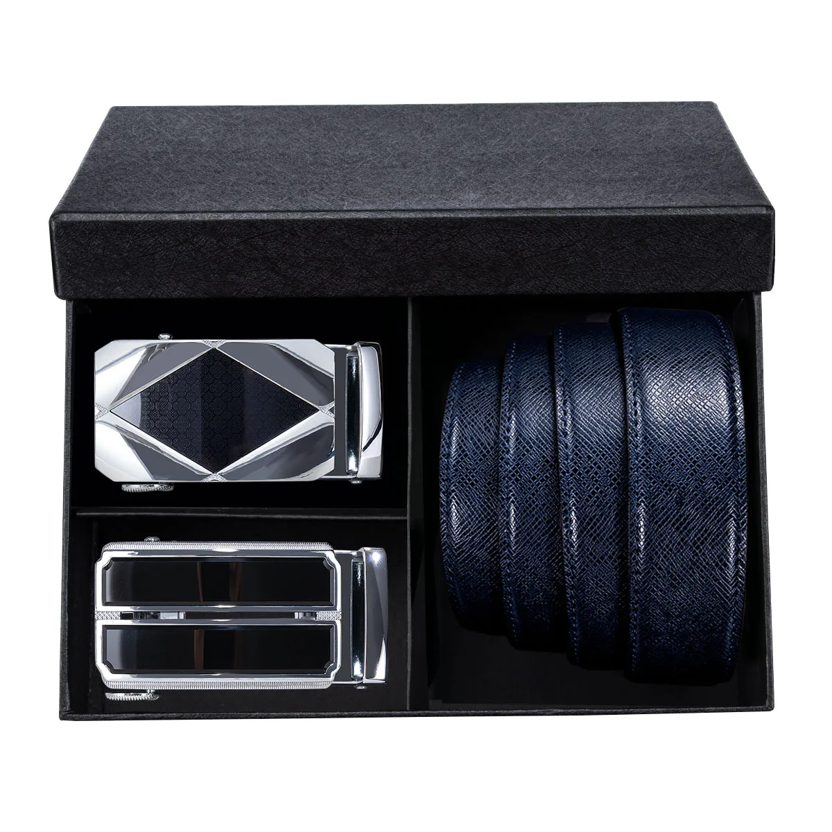 

Genuine Leather Belt For Men Fashion Metal Automatic Buckle Blue Belts Men's Belt Gift Box Set Quality Cowskin Men Strap DiBanGu