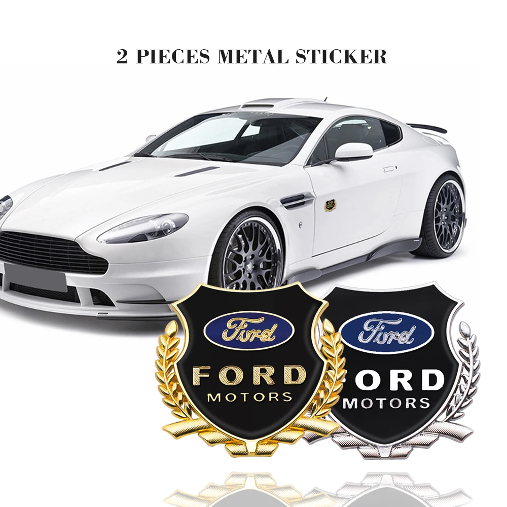 

2pcs 3D Metal Car Side Door Decals Emblem Badge Stickers For Ford Fiesta EcoSport ESCORT Ranger Mondeo Mustang FOCUS 2 3 4 5