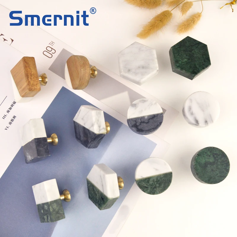 Brass Marble Wood Furniture Handles Stylish Kitchen Cabinet Pulls Knobs Drawer Door Handles and Knobs Decoration