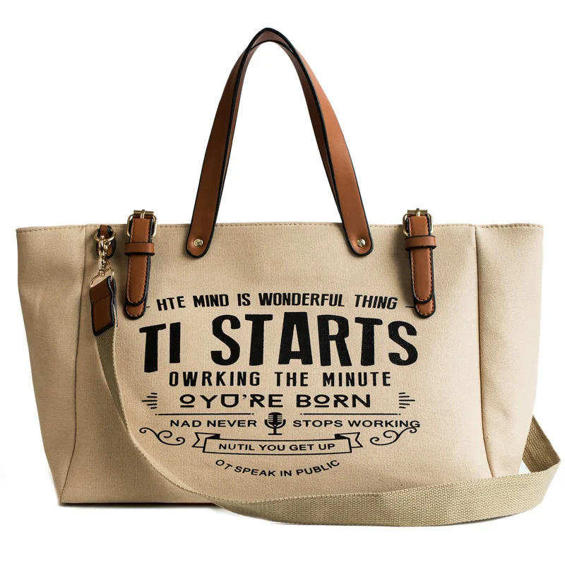 

2019 New Women Bag European American Style Canvas Fashion Tote Handbag Ladies Large Capacity Tote Leather Shoulder Messenger Bag