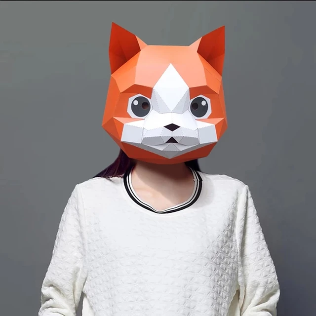 3D Paper Mask Fashion Animal and Game Role-Playing Costume DIY Handmade Paper Model Mask Christmas Halloween Party Gift 4