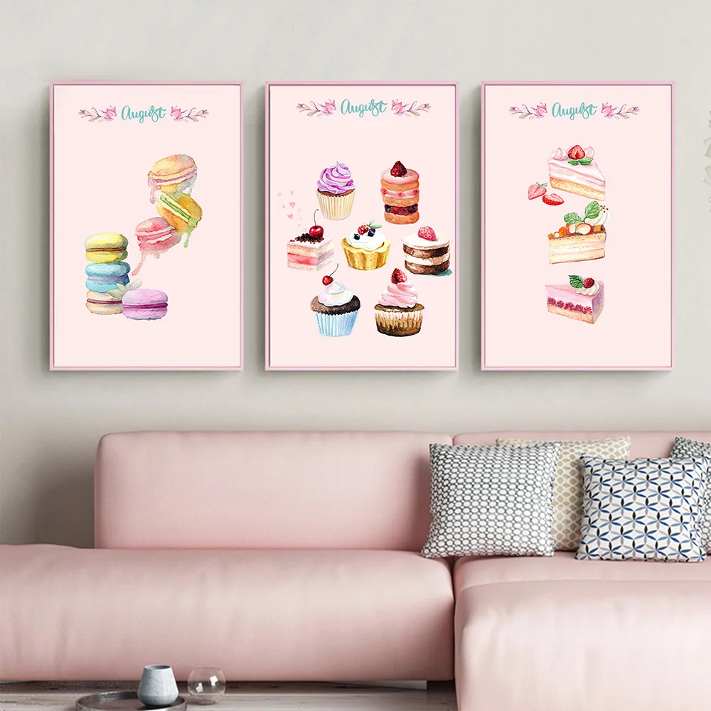 

Picture Wall Art Canvas Painting Pink Cake for Living Room Picture Colourful Wall Art Spray Wall Painting