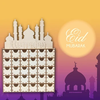 

Eid Mubarak Countdown Calendar Wooden Home Party Ornament Decor Message Board Calendar Storage Muslim Islamic Gift