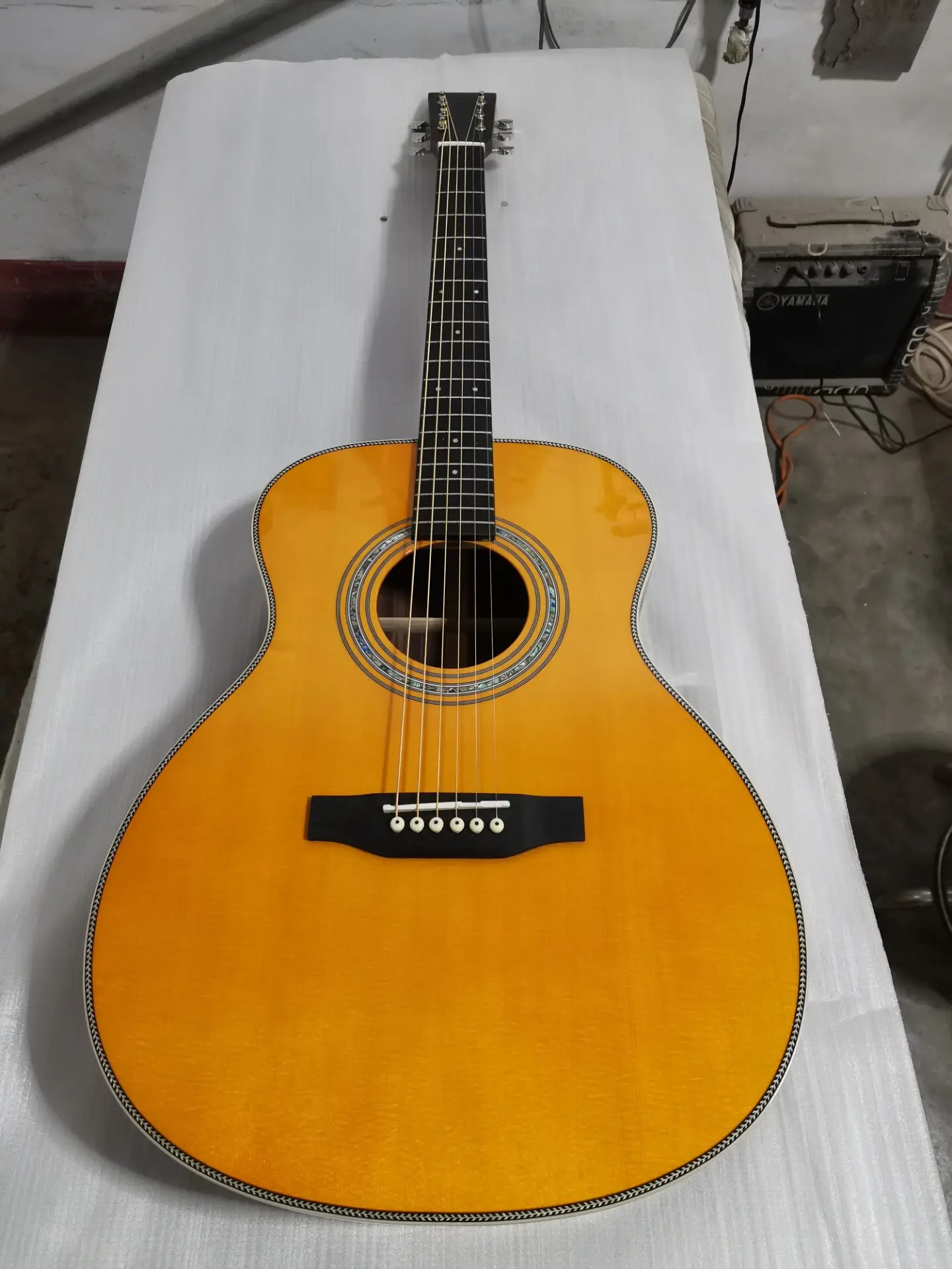 free shipping simple guitar custom ebony acoustic guitar OM guitar