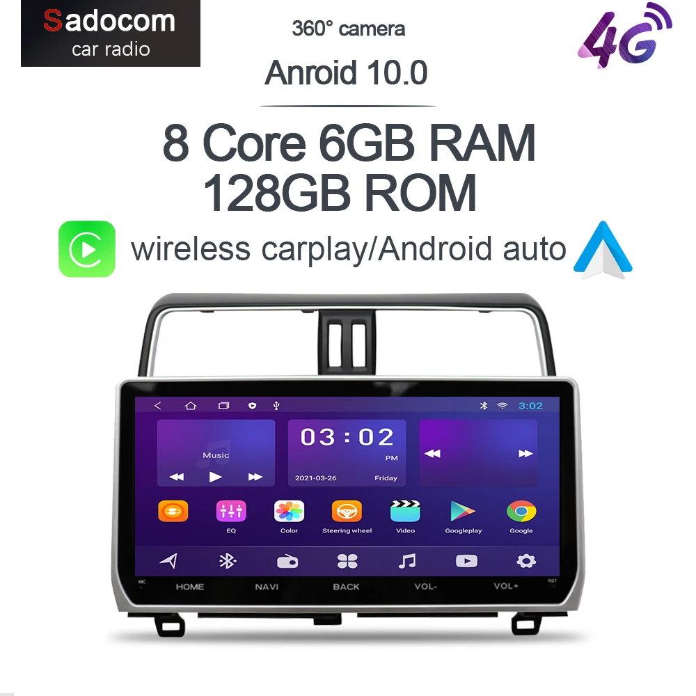 360 Carplay 12 3 &quotAndroid 10 0 6 ГБ + 128 Автомобильный dvd-плеер GPS WIFI Bluetooth радио для Toyota Land Cruiser