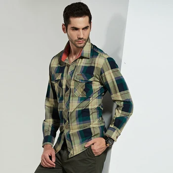 

Brand Plaid Shirt Men Spring Long Sleeve Men Shirt Cotton Breathable Size 4XL Military Mens Shirts Drop Shipping Shirt Men